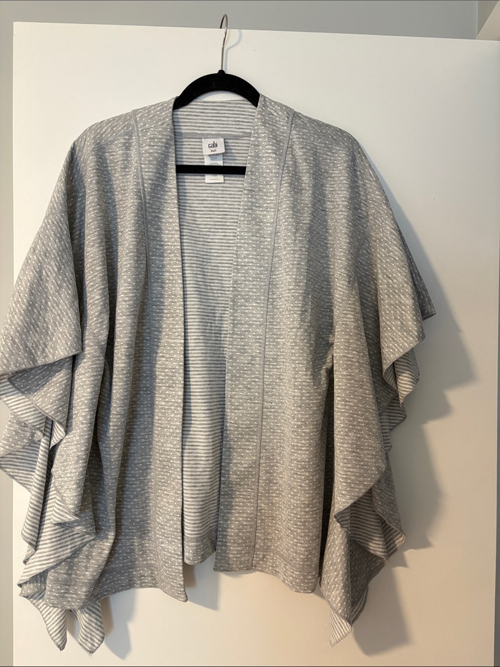 CAbi Light Gray Layered Open-Front Poncho